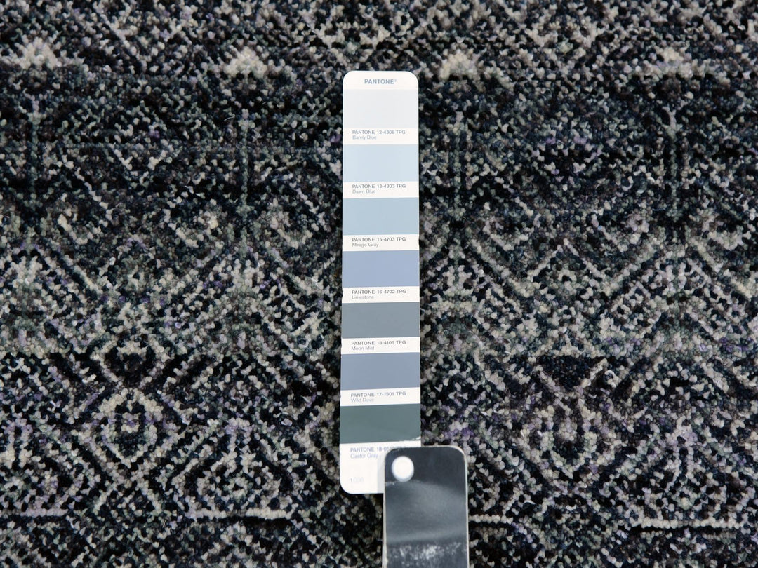 2'8" x 10'0" New Hand Knotted Grey Wool Runner Oriental Rug - MOA10279814
