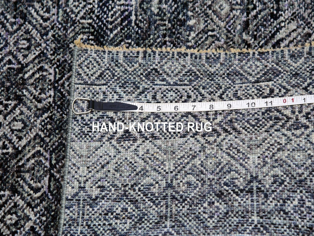 2'8" x 10'0" New Hand Knotted Grey Wool Runner Oriental Rug - MOA10279814