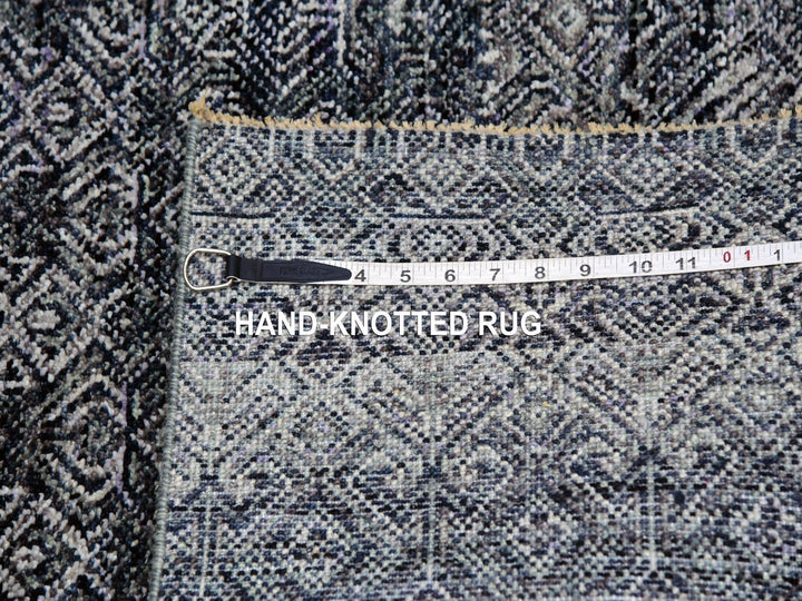 2'8" x 10'0" New Hand Knotted Grey Wool Runner Oriental Rug - MOA10279814