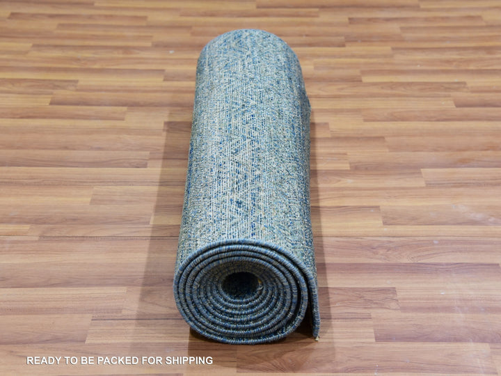 2'6" x 12'0" New Hand Knotted Green Wool Runner Oriental Rug - MOA10279817