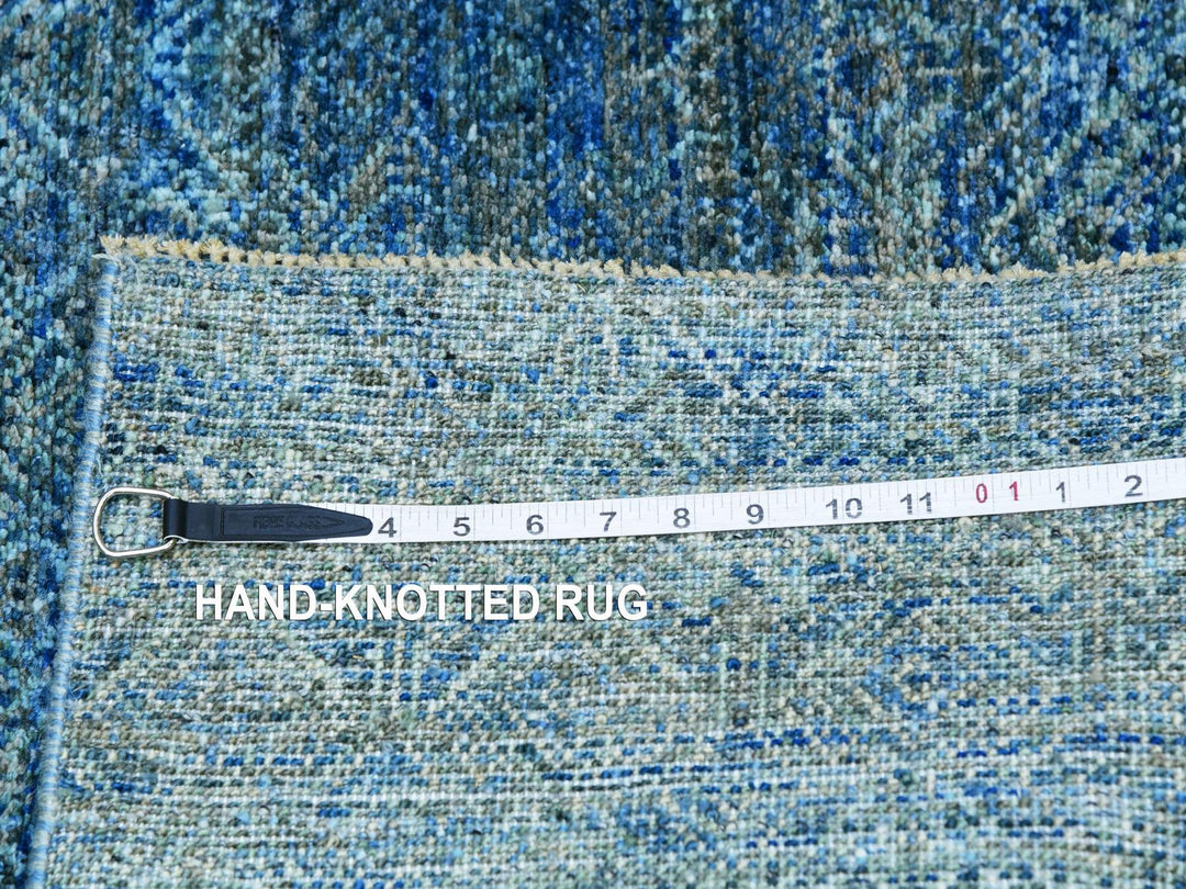 2'6" x 12'0" New Hand Knotted Green Wool Runner Oriental Rug - MOA10279818