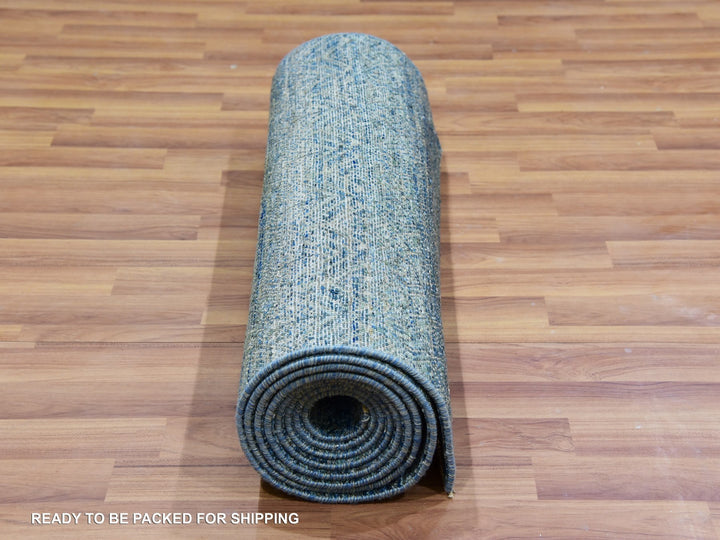 2'6" x 12'0" New Hand Knotted Green Wool Runner Oriental Rug - MOA10279818