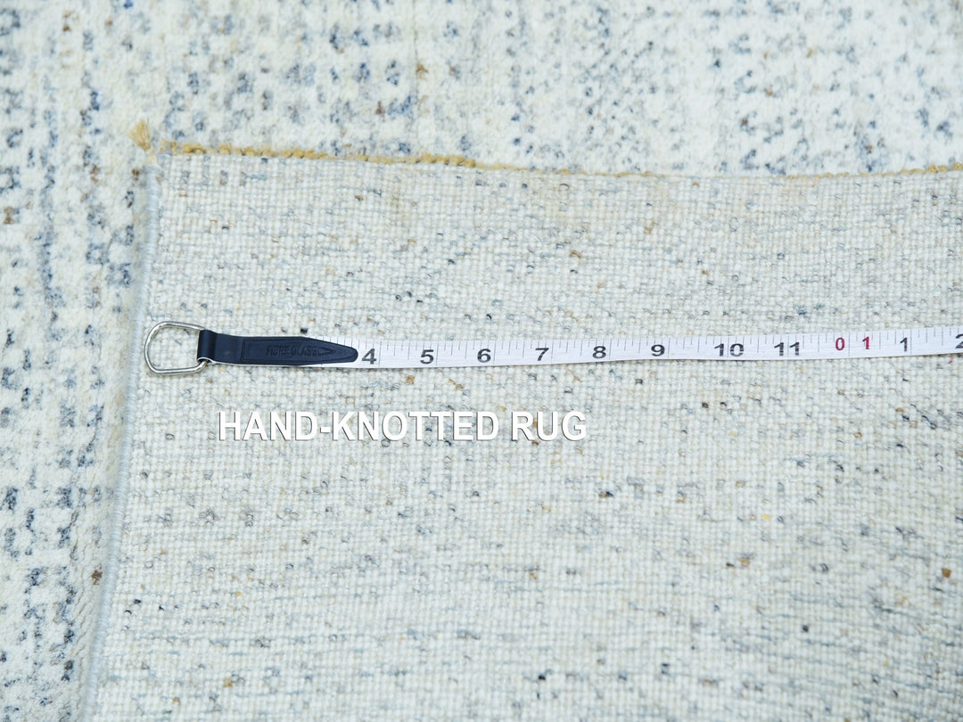 2'6" x 8'1" New Hand Knotted Grey Wool Runner Oriental Rug - MOA10279820