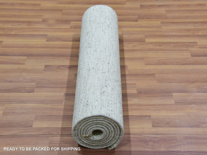 2'6" x 8'1" New Hand Knotted Grey Wool Runner Oriental Rug - MOA10279820