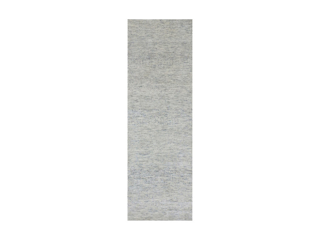2'6" x 8'0" New Hand Knotted Grey Wool Runner Oriental Rug - MOA10279821