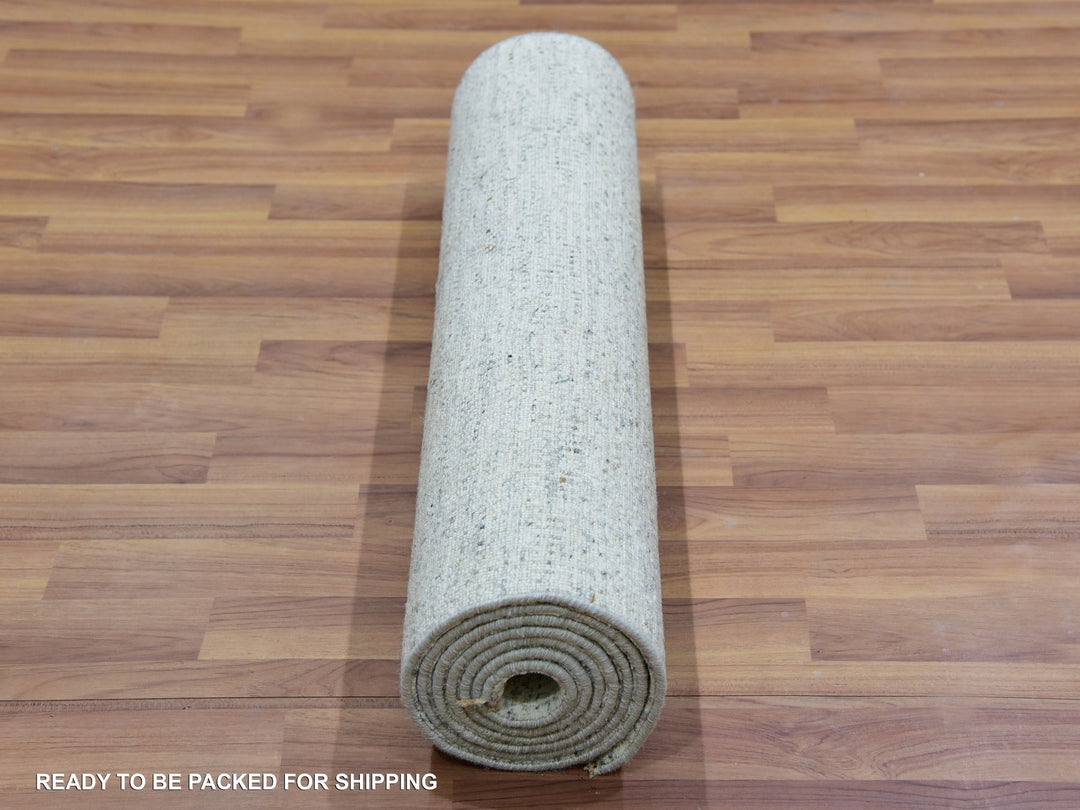 2'6" x 8'0" New Hand Knotted Grey Wool Runner Oriental Rug - MOA10279821