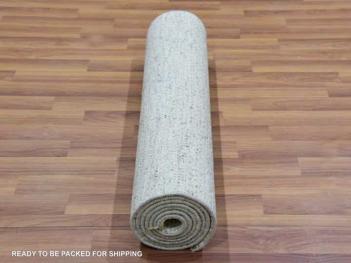 2'6" x 8'0" New Hand Knotted Grey Wool Runner Oriental Rug - MOA10279821