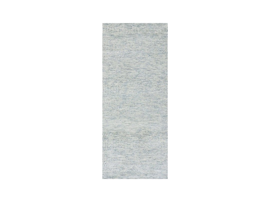 2'6" x 6'0" New Hand Knotted Grey Wool Runner Oriental Rug - MOA10279823