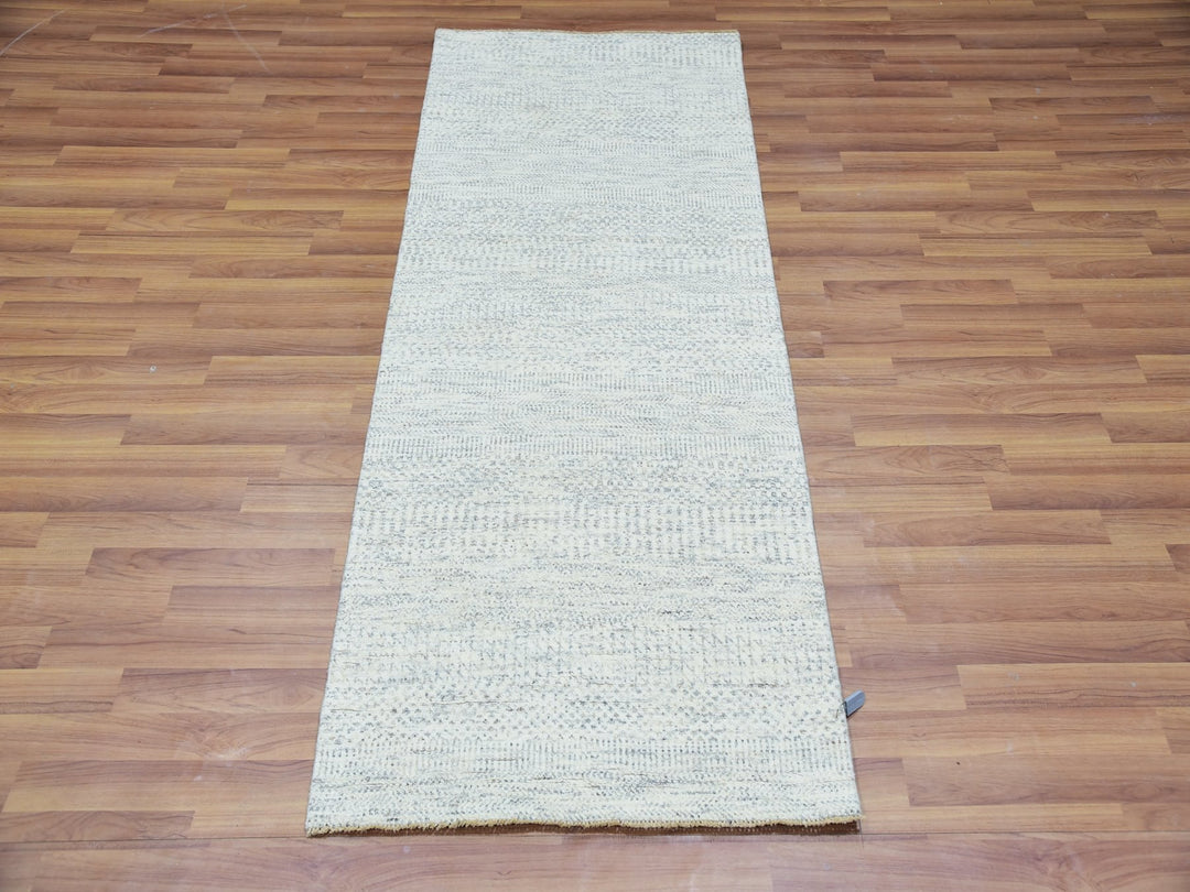 2'6" x 6'0" New Hand Knotted Grey Wool Runner Oriental Rug - MOA10279823