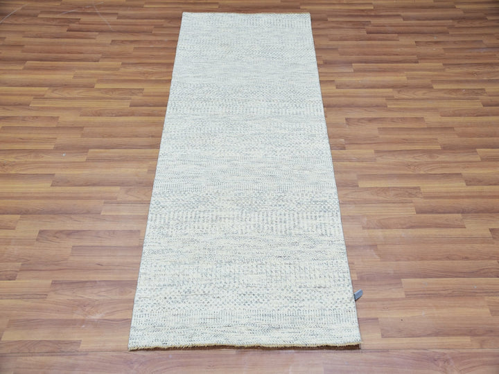 2'6" x 6'0" New Hand Knotted Grey Wool Runner Oriental Rug - MOA10279823