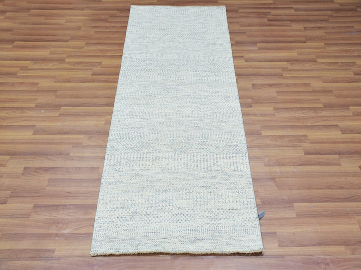 2'6" x 6'0" New Hand Knotted Grey Wool Runner Oriental Rug - MOA10279824