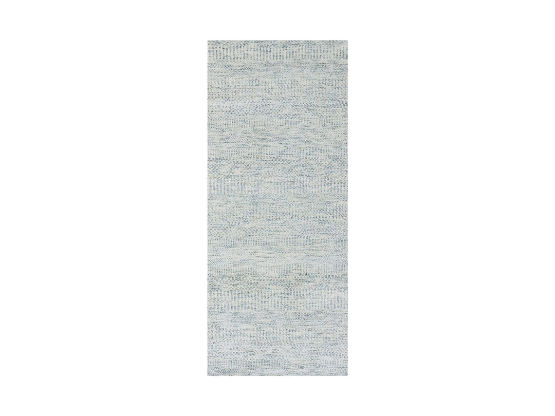 2'6" x 6'0" New Hand Knotted Grey Wool Runner Oriental Rug - MOA10279825