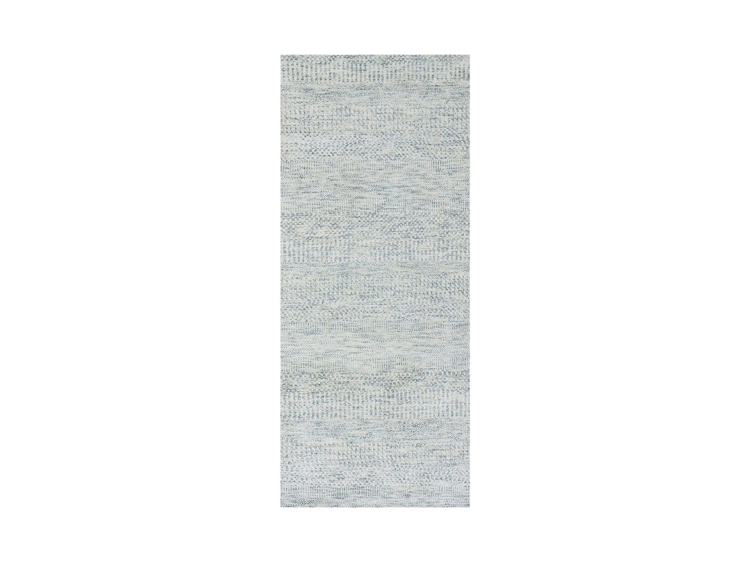 2'6" x 6'1" New Hand Knotted Grey Wool Runner Oriental Rug - MOA10279826