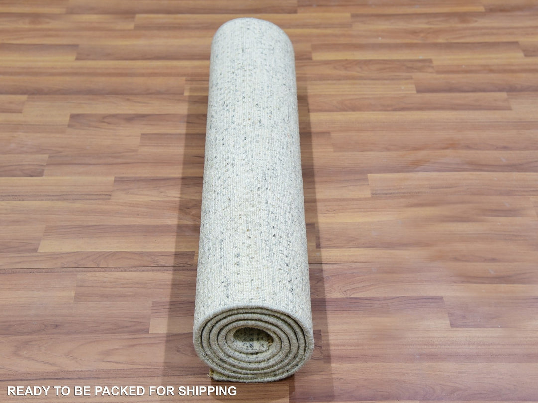 2'6" x 6'1" New Hand Knotted Grey Wool Runner Oriental Rug - MOA10279826