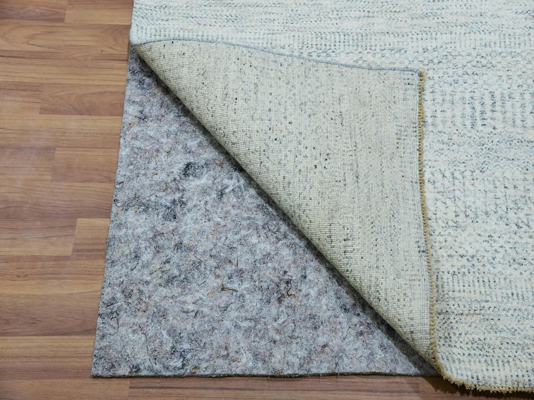 2'7" x 12'0" New Hand Knotted Grey Wool Runner Oriental Rug - MOA10279827