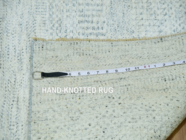 2'7" x 12'0" New Hand Knotted Grey Wool Runner Oriental Rug - MOA10279827
