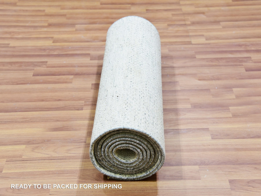2'7" x 12'0" New Hand Knotted Grey Wool Runner Oriental Rug - MOA10279827