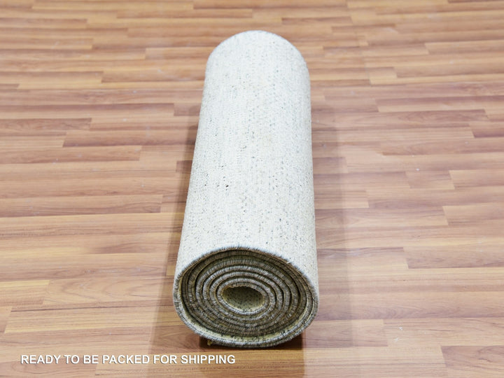 2'7" x 12'0" New Hand Knotted Grey Wool Runner Oriental Rug - MOA10279827