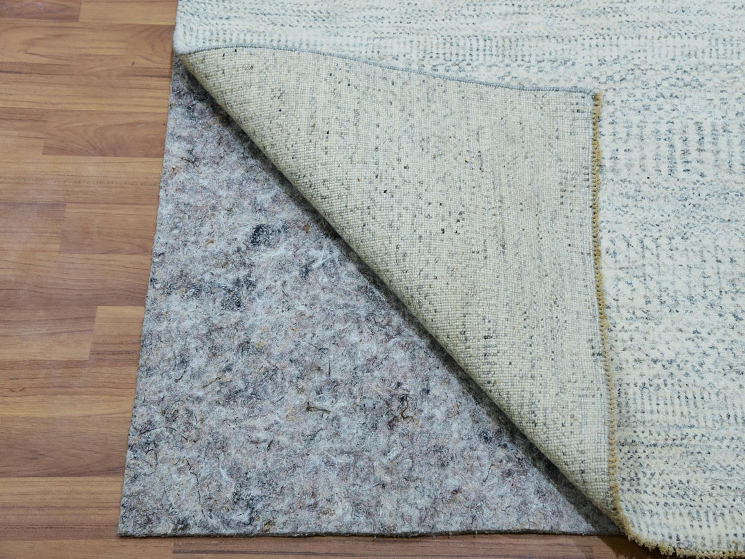 2'7" x 12'0" New Hand Knotted Grey Wool Runner Oriental Rug - MOA10279828