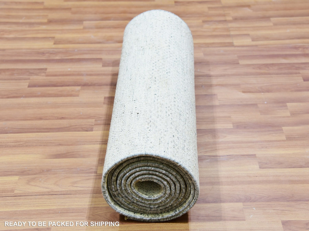 2'7" x 12'0" New Hand Knotted Grey Wool Runner Oriental Rug - MOA10279828