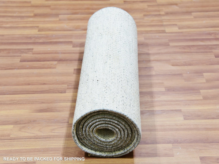 2'7" x 12'0" New Hand Knotted Grey Wool Runner Oriental Rug - MOA10279828