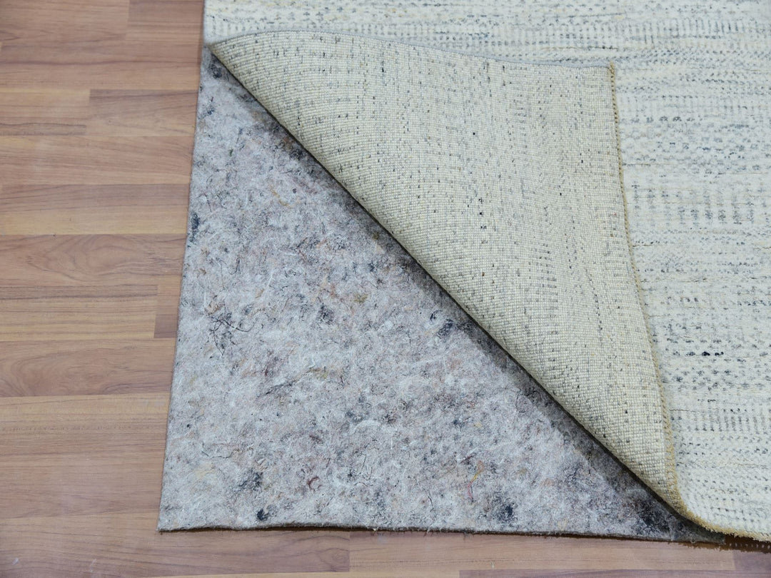 2'7" x 13'9" New Hand Knotted Grey Wool Runner Oriental Rug - MOA10279829