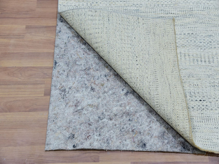 2'7" x 13'9" New Hand Knotted Grey Wool Runner Oriental Rug - MOA10279829