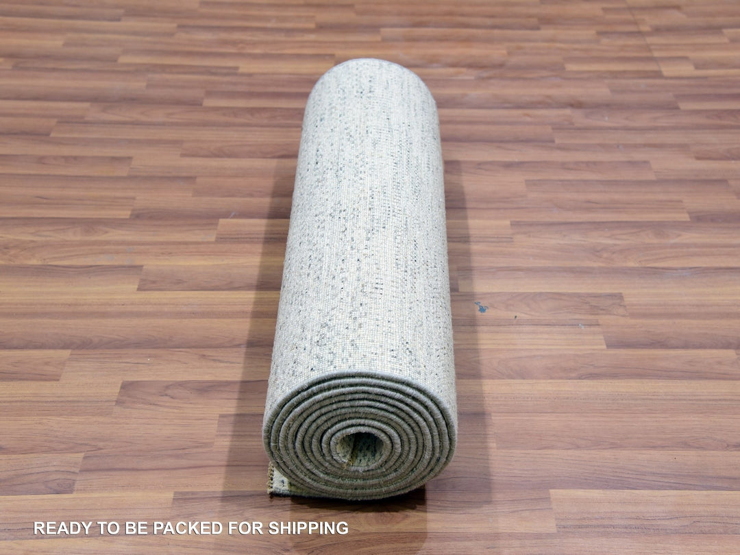 2'7" x 13'9" New Hand Knotted Grey Wool Runner Oriental Rug - MOA10279829