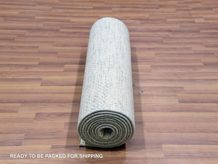 2'7" x 13'9" New Hand Knotted Grey Wool Runner Oriental Rug - MOA10279829
