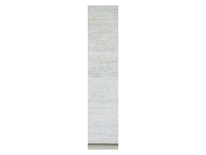 2'5" x 15'10" New Hand Knotted Grey Wool Runner Oriental Rug - MOA10279830