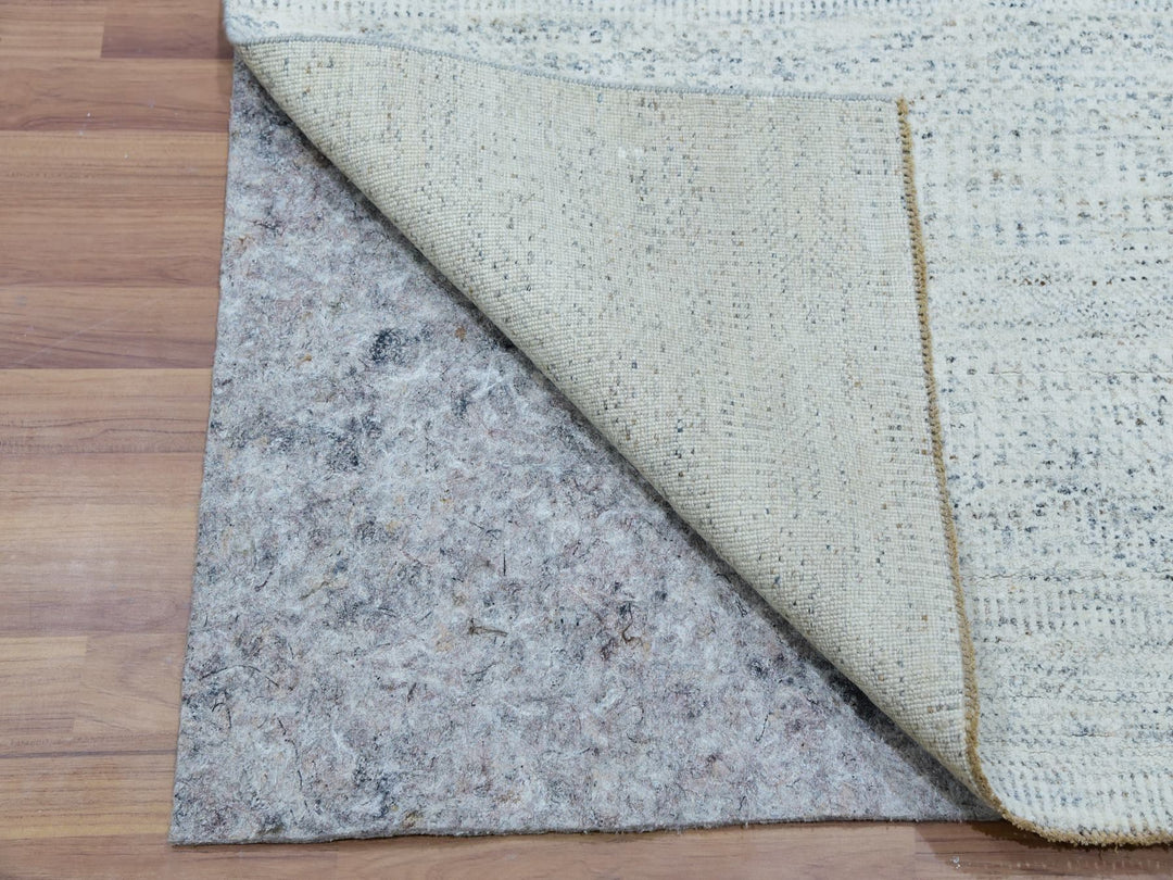2'5" x 15'10" New Hand Knotted Grey Wool Runner Oriental Rug - MOA10279830