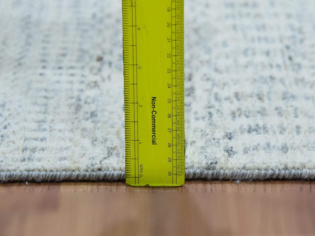 2'5" x 15'10" New Hand Knotted Grey Wool Runner Oriental Rug - MOA10279830