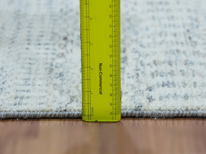 2'5" x 15'10" New Hand Knotted Grey Wool Runner Oriental Rug - MOA10279830