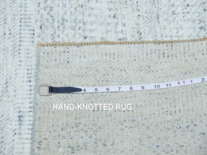 2'5" x 15'10" New Hand Knotted Grey Wool Runner Oriental Rug - MOA10279830
