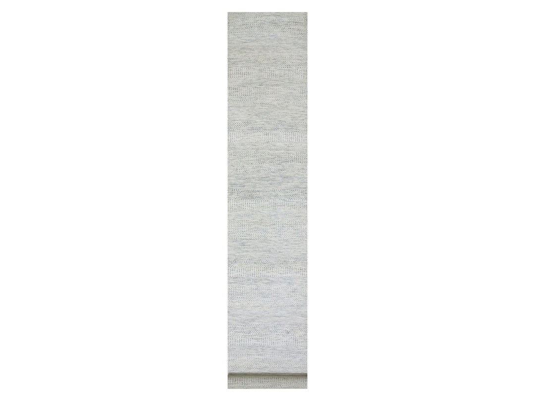 2'8" x 17'10" New Hand Knotted Grey Wool Runner Oriental Rug - MOA10279831