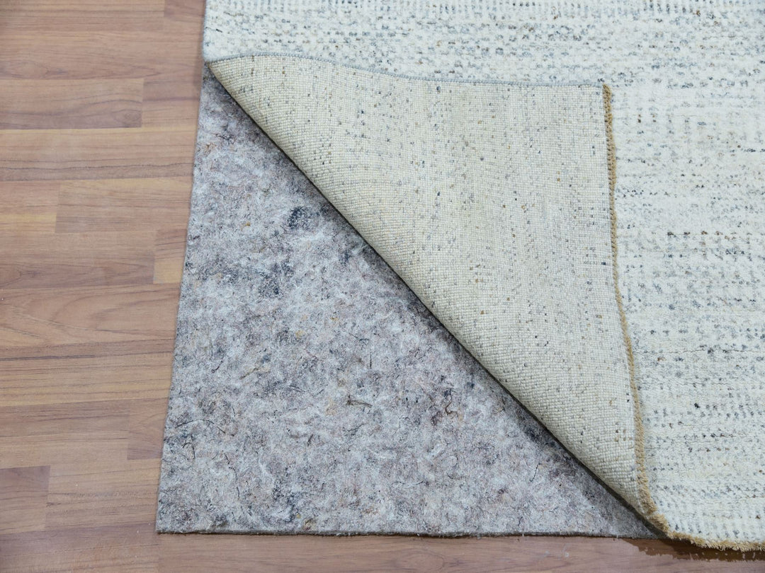 2'8" x 17'10" New Hand Knotted Grey Wool Runner Oriental Rug - MOA10279831