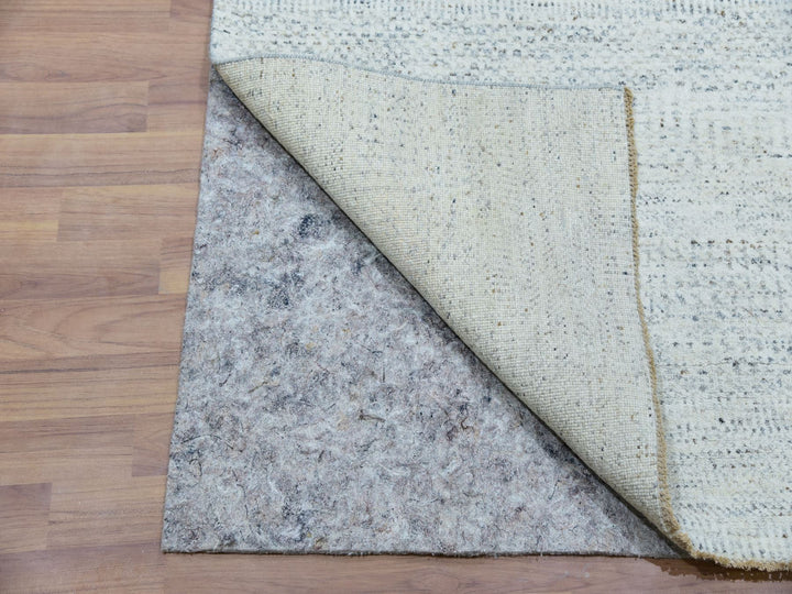 2'8" x 17'10" New Hand Knotted Grey Wool Runner Oriental Rug - MOA10279831