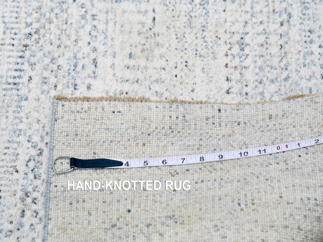 2'8" x 17'10" New Hand Knotted Grey Wool Runner Oriental Rug - MOA10279831
