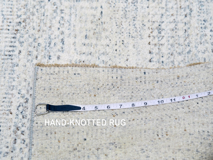 2'8" x 17'10" New Hand Knotted Grey Wool Runner Oriental Rug - MOA10279831