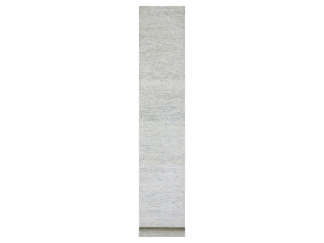 2'5" x 21'9" New Hand Knotted Grey Wool Runner Oriental Rug - MOA10279832