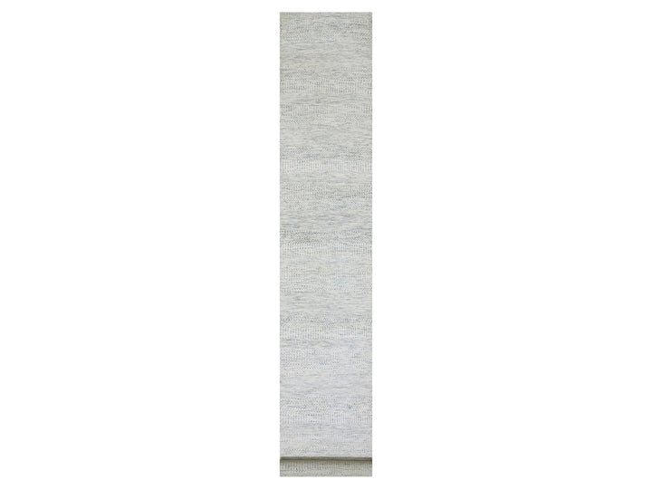 2'5" x 21'9" New Hand Knotted Grey Wool Runner Oriental Rug - MOA10279832
