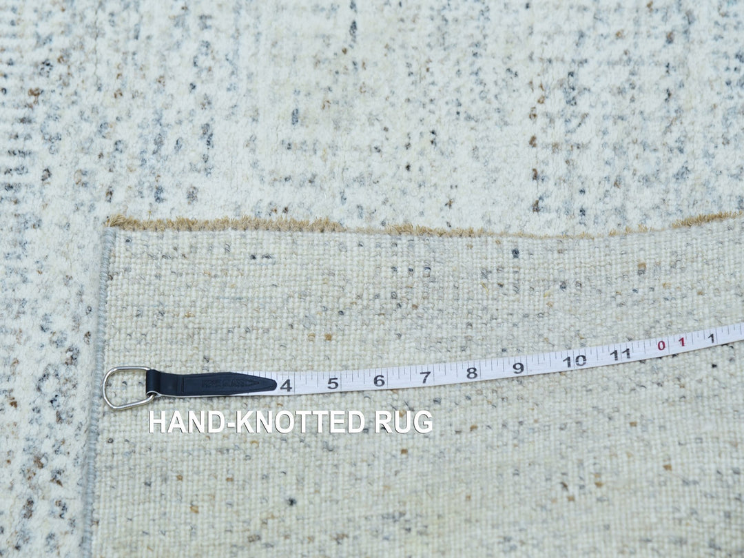 2'5" x 21'9" New Hand Knotted Grey Wool Runner Oriental Rug - MOA10279832