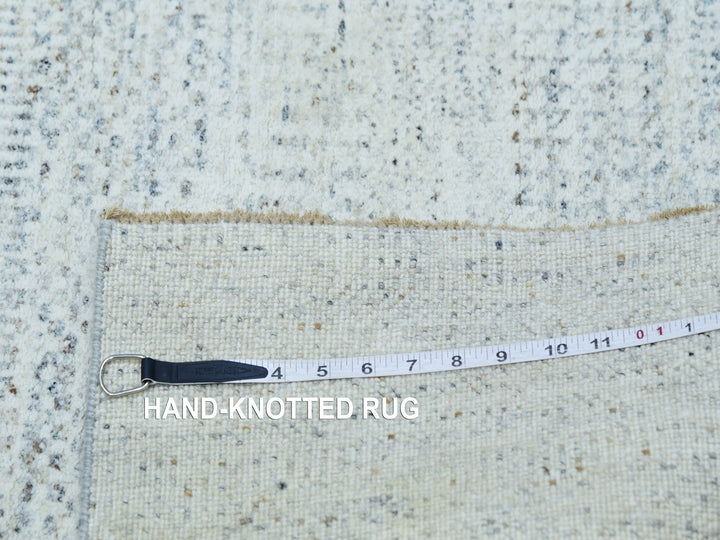 2'5" x 21'9" New Hand Knotted Grey Wool Runner Oriental Rug - MOA10279832