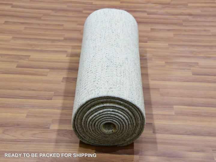 2'5" x 21'9" New Hand Knotted Grey Wool Runner Oriental Rug - MOA10279832