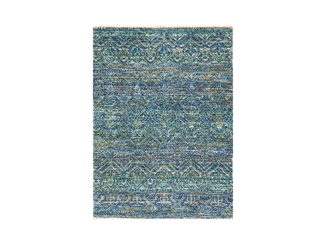 2'0" x 3'0" New Hand Knotted Green Wool Rectangle Oriental Rug - MOA10279836