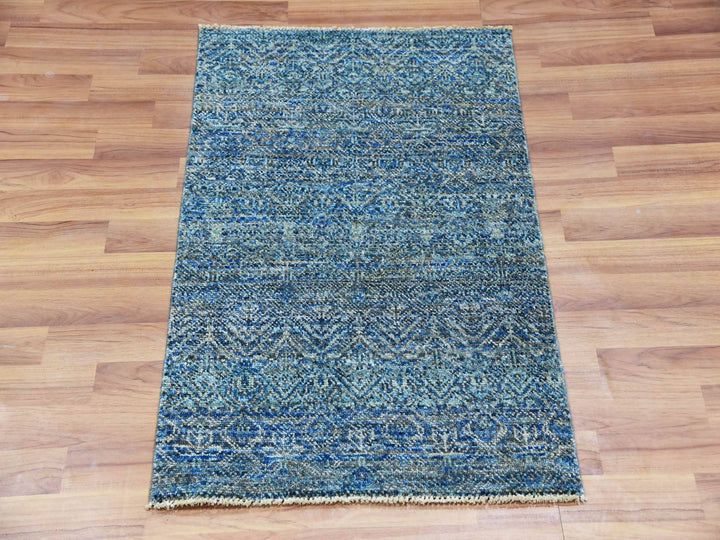 2'0" x 3'0" New Hand Knotted Green Wool Rectangle Oriental Rug - MOA10279836