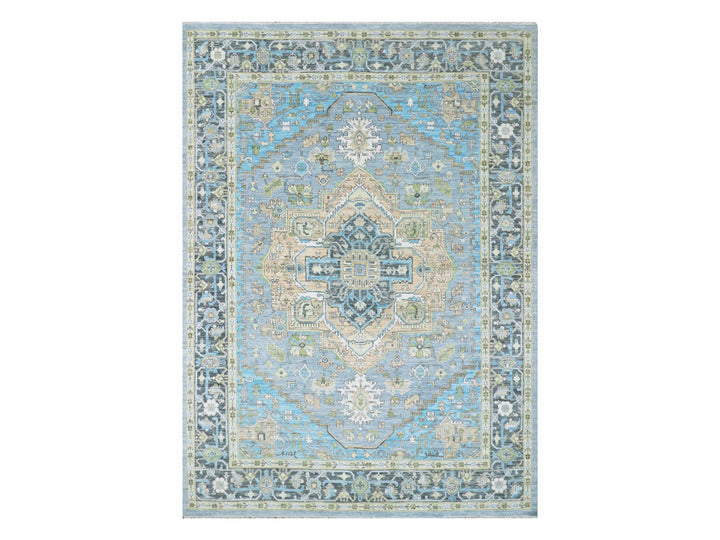 10'2" x 14'3" New Hand Knotted Blue Wool Rectangle Oriental Rug - MOA10279847