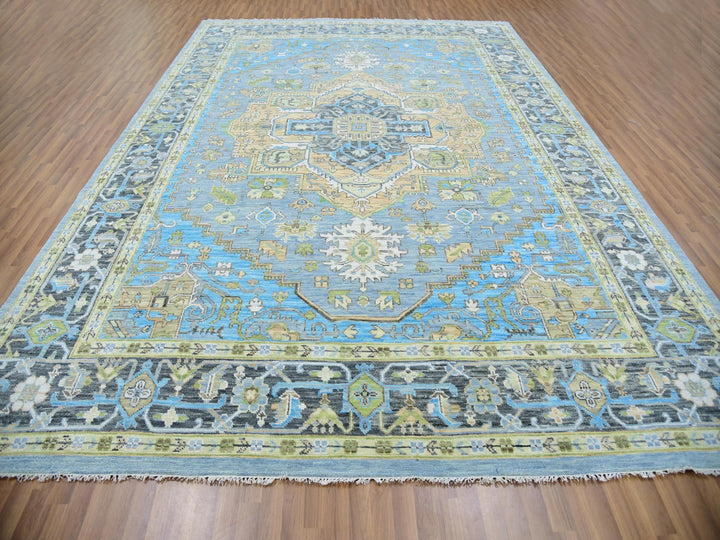 10'2" x 14'3" New Hand Knotted Blue Wool Rectangle Oriental Rug - MOA10279847