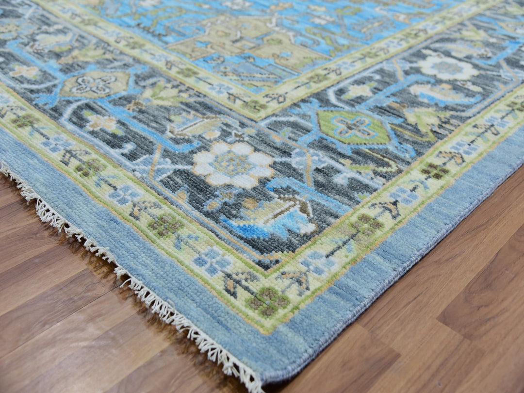 10'2" x 14'3" New Hand Knotted Blue Wool Rectangle Oriental Rug - MOA10279847