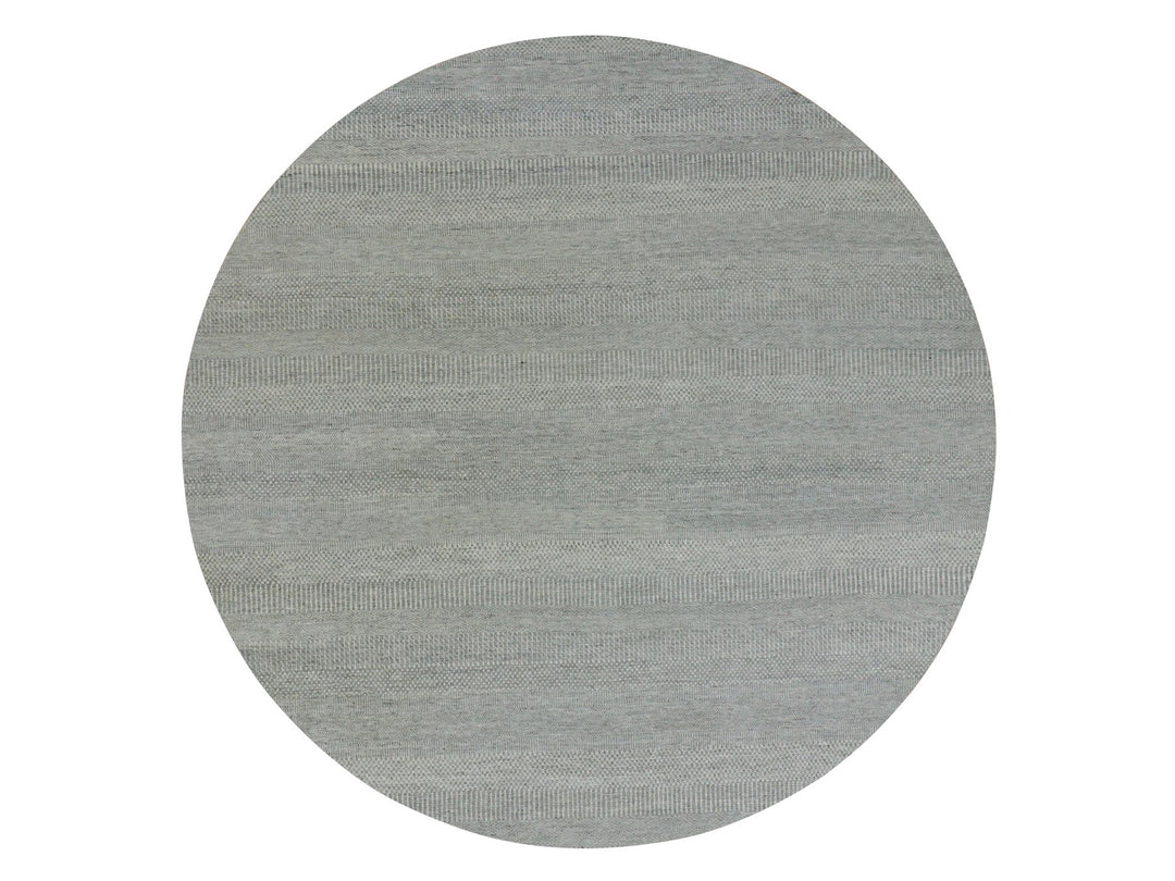 13'5" x 13'5" New Hand Knotted Grey Wool Round Oriental Rug - MOA10279859